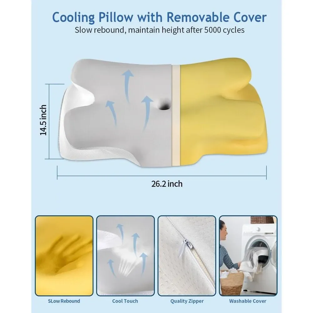 Cervical Neck Pillow for Neck Shoulder Pain Relief, Soft Contour Side Sleeper